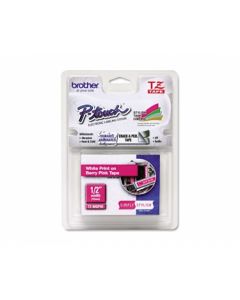 Brother tzemqp35 Cinta Blanco Sobre Rosa Fresa 12mm X 5m