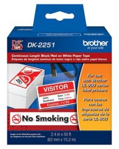 Brother dk2251 Cinta Blanca Continua Impresion Negro Y Rojo