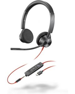 Poly 8X222AA auriculares estéreo blackwire 3325 con certificación microsoft teams usb-c + conector de 3,5 mm adaptador usb-ca