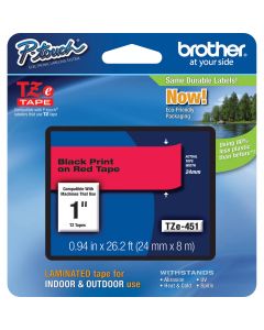 Brother TZE451G TZE-451G Cinta Para Impresora De Etiquetas Negro Sobre Rojo Tz