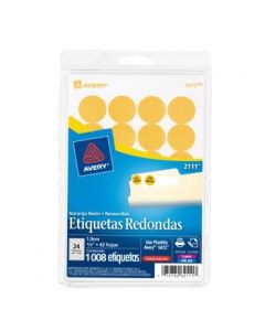 Avery 2111 Etiquetas Removibles Circulares Naranja Neon