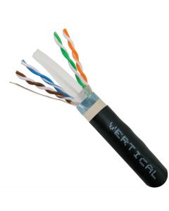 Vertical Cable 069-561/CMXT blindado f/utp cat6, impermeable exteriores, entierro directo (uv), 23 awg, negro, carrete 1000 pies.