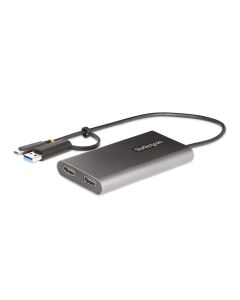 Startech 109B-USBC-HDMI Startech.com adaptador usb-c a hdmi doble - usb tipo c 2 monitores 4k 60hz entrega de alimentación pd 100w con paso cable incorporado 30cm convertidor