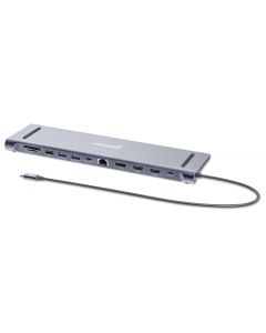 Manhattan 190305 base para laptop o replicador de puertos alámbrico usb 3.2 gen 1 (3.1 1) type-c plata