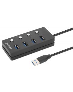 Manhattan 180887 nodo concentrador usb 3.2 gen 1 (3.1 1) type-a 5000 mbits negro