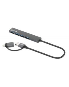 Manhattan 181006 nodo concentrador usb 3.2 gen 1 (3.1 1) type-a 5000 mbits gris