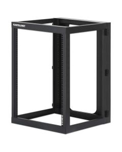 Intellinet 716161 rack abierto de 19 para montaje en pared, 4 postes, 15u, marco abatible, 15 unidades, 600 mm profundidad, ensamblado, negro ral 9004
