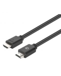 Manhattan 356718 cable hdmi de alta velocidad 4k@60hz con ethernet, 22.5 m, macho a macho, hdr, contactos chapados en oro, doble apantallamiento, hec, arc, 3d, ancho banda 18 gbps, negro