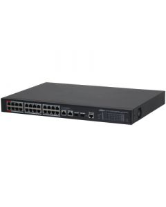Dahua DH-S4228-24GT-360 switch gigabit 24 puertos administrable/  capa 2/ 2 hi-poe/ redundancia de red: stp/ rstp/ transmisión larga distancia 250 m/ 56 gbps/ poe