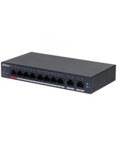 Dahua DH-CS4010-8GT-110 switch poe de 10 puertos gigabit/ 8 poe/ 2 uplink 10/100/1000/ 110 watts totales/ switching 20 gbps/ tasa reenvio paquetes 14.88 mbps/ watchdog/ plataforma dolynk care/