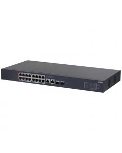Dahua DH-CS4220-16GT-135  switch poe de 16 puertos gigabit/ inteligente/ puerto rojo 90w/ 135 watts totales/ 2 sfp/poe watchdog/ switching 40 gbps/ protección descargas/ plataforma dolynk care
