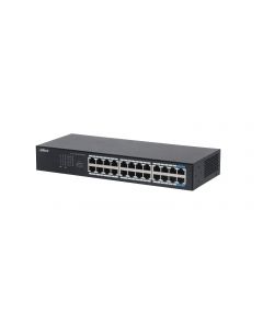 Dahua DH-S3024-24GT - switch gigabit de 24 puertos no administrable, capa 2, carcasa metálica, switching 48g, tasa reenvío 35.7 mbps, memoria buffer 8.4mb, y protección avanzada contra descargas. #mci1q125