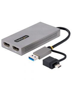 Startech 107B-USB-HDMI  adaptador de usb a hdmi doble, a/c 2 pantallas (1x 4k30hz, 1x 1080p), dongle integrado usb-a c, cable 11cm, 3.0 hdmi, windows y macos