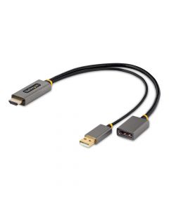 Startech 128-HDMI-DISPLAYPORT  Cable 30cm Adaptador HDMI a DisplayPort - Activo - 4K 60Hz - Conversor HDMI 2.0 a DP 1.2 - HDR - Alimentado por el Bus USB - de Ordenador de Sobremesa o Portátil
