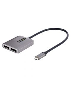 Startech MST14CD122DP Startech.com hub mst usb-c de 2 puertos - adaptador pantalla usb tipo c a displayport 4k 60hz multiplicador 2x dp con modo alt 1.4 dsc cable 30cm para windows