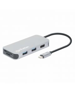 Manhattan 130615 docking station para conexión usb-c 8 en 1 con entrega de energía