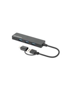 Manhattan 180863 nodo concentrador usb 3.2 gen 1 (3.1 1) type-a + type-c 5000 mbits negro