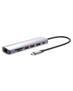Manhattan 153966 estación docking usb-c con lector de tarjetas, 7 en 1