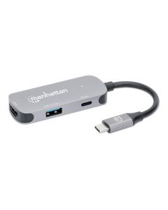 Manhattan 190299 base para laptop o replicador de puertos alámbrico usb 3.2 gen 1 (3.1 1) type-c plata