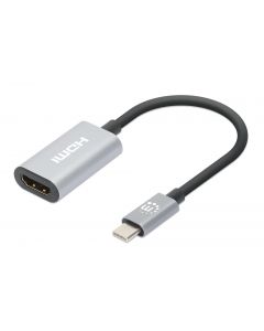 Manhattan 153973 adaptador de cable vídeo 0.11 m usb tipo c hdmi gris