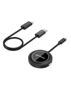 Manhattan 208420 kit de presentación pantalla hdmi inalámbrica 1080p. set 2 piezas con receptor y dongle transmisor usb-c para mostrar forma una señal vídeo desde un ordenador portátiltabletsmartphone en televisor o proyector hdmi, negro.