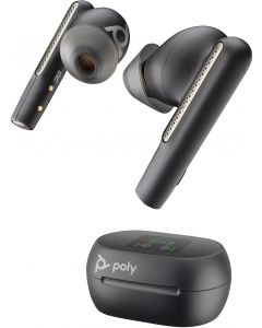 Plantronics 7Y8G3AA poly voyager free 60+ audífonos uc negro carbono + adaptador usb-a bt700 estuche de carga con pantalla táctil