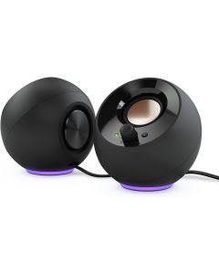 Creative Labs 51MF1725AA000 pebble se - altavoces minimalistas de pc con alimentación usb-c 2.0 iluminación rgb, entrada auxiliar 3.5 mm, hasta 4.4 w rms potencia para computadoras y portátiles (negro)