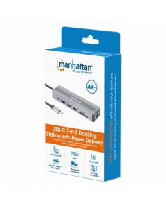 Manhattan 153928 base para laptop o replicador de puertos alámbrico usb 3.2 gen 1 (3.1 1) type-c negro, plata