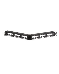 Panduit CPPA24FMWBLY panel de distr. p/montaje empotrado en ángulo mini-com, 24 puertos, 1 ru, negro