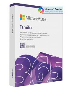 Microsoft EP2-32394 365 Family (Formato Caja)- Hasta 6 Usuarios, Suscripción Anual, Multidispositivos, Aplciaciones Premium (Word, Excel, Power Point, One Note, Outlook, 1Tb Drive Por Susuario) Copilot, Actulizaciones Automaticas,