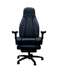 Cooler Master IXC-SX1-K-US1 synk x - silla ergonómica ultra negra para inmersión táctil en tiempo real, reposapiés retráctil, driver todo uno, tela transpirable, base rodante estable, estructura sólida