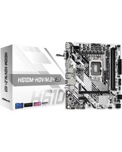 Asrock H610M-HDV/M.2+ D5 Mb / Ddr5 X1 Ps2 Vga Hdmi Dp Usb 3.2 Tipo C X4 2.0 Lan 1 Gbe Socket 1700
