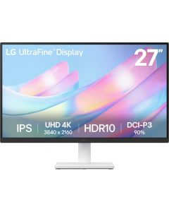Lg 27US500 monitor pc 27, 4k uhd ultrafine, resol. 3840 x 2160, panel ips, rel.16:9, brillo 300 cd/m2, contr.1000:1, tr 5ms, 60 hz, hdr10, amd freesync, hdmi, display port, 100x100 mm, blanco.
