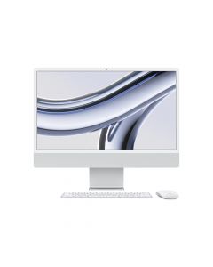 Apple MQRK3E/A imac 24 retina 4.5k/chip m3 de cpu 8 nucleos y gpu 10 nucleos/8gb/512gb ssd/2 thunderbolt 4/ 2 usb 3/gigabit ethernet/magic keyboard con touch id/plata