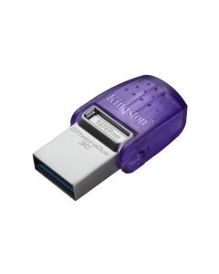 Kingston DTDUO3CG3/128GB technology datatraveler microduo 3c unidad flash usb 128 gb type-a  type-c 3.2 gen 1 (3.1 1) acero inoxidable, púrpura