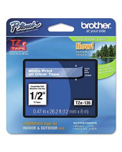Brother TZE135 Tze-135 Cinta Para Impresora De Etiquetas Blanco Sobre Transparente