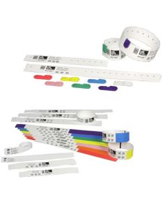 Zebra 10006995-5K consumables pink hc100 z-band direct polypropylene wristband cartridge thermal 1" x 11" perforated 200 wristbands per 6 cartridges case priced