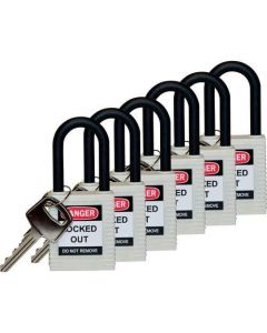 Brady 123350 Safety Lock 15" Ka Wht Nyln Shkl 6pk
