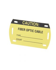 Panduit PST-FO kit de 5 etiquetas autolaminadas para fibra óptica, uso interior exterior, dimensiones 90.42 x 52.32 mm, color negro con amarillo