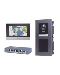 Hikvision DSKIS601-V2 kit de videoportero ip con llamada a app smartphone y lector tarjetas em  2da generación (modular) montaje para empotrar incluido