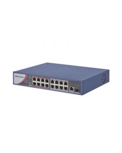 Hikvision DS-3E0318P-E/M(B) ds-3e0318p-e m(b) switch poe+  no administrable 16 puertos 10 100 mbps 1 puerto 1000 + sfp uplink poe hasta 250 metros 130 w