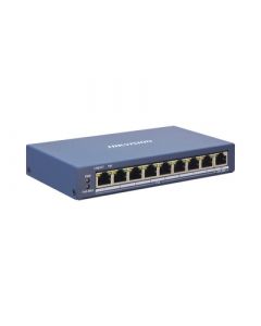 Hikvision DS-3E1309P-EI switch monitoreable poe+  8 puertos 10 100 mbps 1 puerto 1000 de uplink poe hasta 250 metros conexión remota desde hik-proconnect 110 w