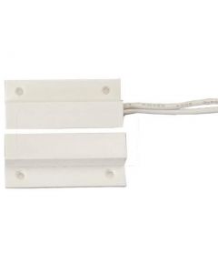 Bosch ISN-CFM-102W intrusion alarm system contact, flange mount, closed loop, spst, 110 volt ac/100 dc, 0.53" width x 0.3" depth 1.32" height, white, with 22 awg side wire lead/magnet/adhesive