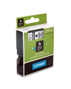 Dymo 45010 consumables thermal transfer 12"(12mm)x23(7m) polyester label tape black on clear for use in printers 1 cartridge per case priced