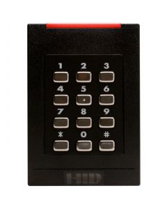 Hid 921NTNTEK00000 iclass reader, rk40, wall switch keypad, no prox, sio/seos + legacy, std ver. 1 keyset, wiegand, terminal strip conn., idel led: red, response: green led, beep, black