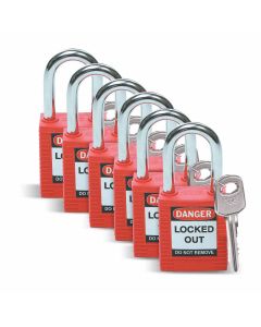 Brady 51339 Safety Padlock 15 In  Kd Red 6pac