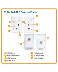 Tripp Lite b126-1a1-wp  Juego Extensor Hdmi Activo Cat5 Cat6 Trnsmsor Rcptr 1080p 61m