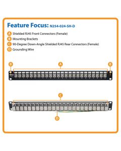 Tripp Lite n254-024-sh-d  Panel Conexiones Rj45 Paso Puertos Angulo 90 Grados 24