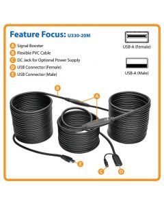 Tripp Lite u330-20m  Cable Reptidor De Extension Activo Usb 3.0 Usb-a M H 20