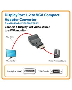 Tripp Lite p134-000-vga-v2  Adaptador Compacto Activo Displayport 1.2 Vga Dp M H